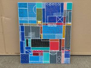 lot 17 image: Abstract Geometric Artwork by Laura Wennstrom, 24 x 20 inches