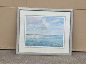 lot 19 image: Michele Kennedy Sandbar Framed Ocean Scene Print 26x30
