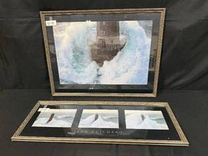 lot 31 image: Framed Jean Guichard Artwork - Phare dans La Tempete, La Jument