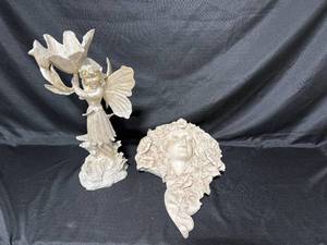 lot 65 image: Fairy and Floral Wall Art Sculptures
