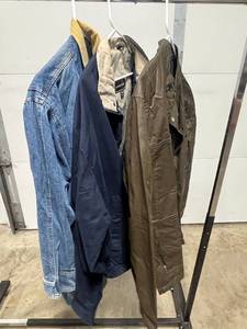 lot 79 image: Collection of 3 Mens Outerwear Jackets - Denim, Brown, and Navy