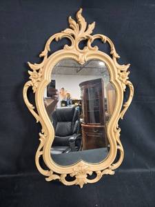 lot 119 image: Vintage Ornate Wall Mirror with Gold-Tone Frame