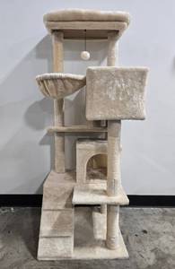 lot 123 image: Multi-Level Cat Tree Tower with Sisal Posts and Plush Perch