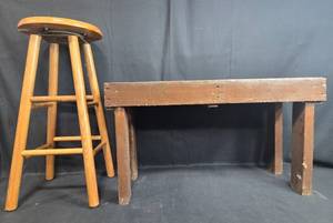 lot 137 image: Wooden Stool and Table