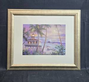 lot 156 image: Nicky Boehme Framed Lighthouse Painting Print