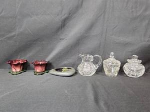 lot 161 image: Collection of Vintage Glassware and Flower Frog
