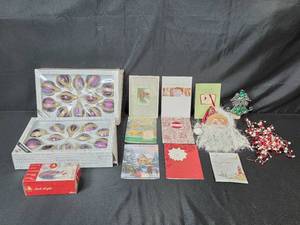 lot 175 image: Christmas Ornament and Decor Collection with Cards and Lights