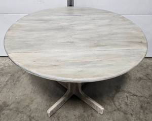 lot 177 image: Round Wooden Dining Table with Pedestal Base