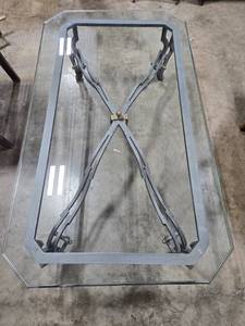 lot 179 image: Glass Top Coffee Table with Metal Base