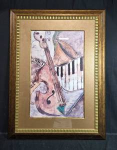 lot 191 image: Framed Abstract Musical Instrument Artwork by Collective Images