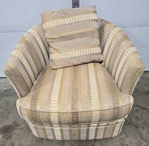 lot 196 image: Striped Upholstered Armchair with Matching Pillow