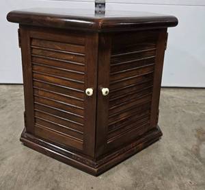 lot 198 image: Hexagonal Wooden Corner Cabinet with Double Doors
