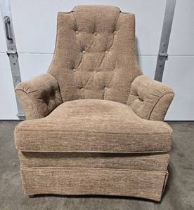 lot 199 image: Vintage High-Back Armchair with Button-Tufted Design