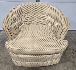 lot 211 image: Vintage Upholstered Swivel Armchair with Geometric Pattern