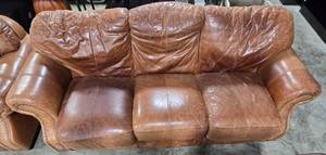 lot 213 image: Brown Leather Sofa