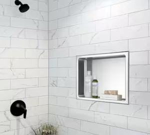 (NEW) 14 in. W x 12 in. H x 4 in. D Stainless Steel Bathroom Shower Wall Niche in Brushed Stainless Steel