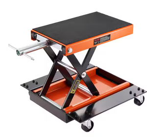 lot 6 image: VEVOR Motorcycle Jack Lift 1100 LBS. ATV Scissor Lift with Dolly (open box)