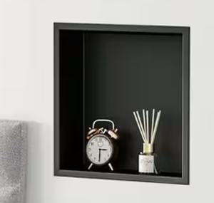 lot 7 image: (2 PACK) 12 in. x 12 in. x 4 in. Stainless Steel Bathroom Wall Shower Niche in Matte Black