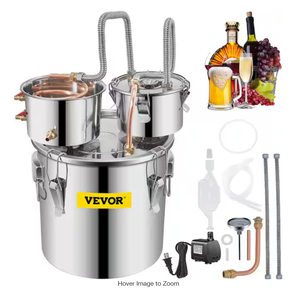 lot 11 image: VEVOR 8 Gal. Alcohol Distiller Stainless Steel Double Thumper Keg Home Brewing Kit