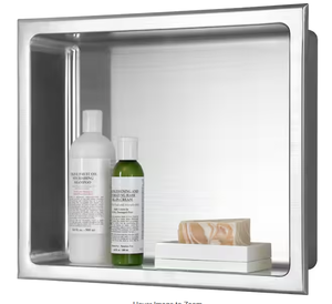 lot 14 image: 14 in. x 12 in. x 4 in. Stainless Steel Bathroom Shower Wall Niche in Brushed Stainless Steel