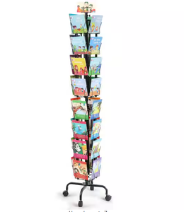 lot 27 image: VEVOR Magazine Display Stand, 32-Pockets Brochure Display Stand 360° Spinning Rack with Magazine Rack Holder