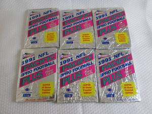 lot 161 image: 6- 1991 NFL Pacific Plus Packs...