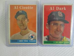 lot 225 image: 1958 Topps Al Cicotte & Al Dark Car...