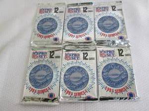 lot 40 image: 6 1991 Pro Set Platinum Football Pa...