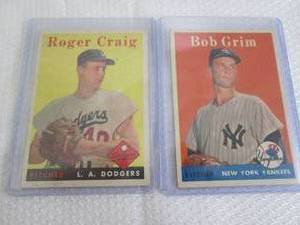 lot 55 image: 1958 Topps Roger Craig & Bob Grim C...