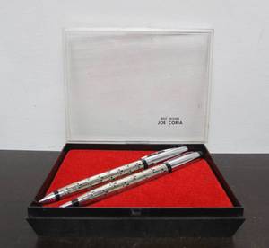 lot 36 image: Pair of Vintage Pierced Silver Pens wPierced Fleur De Lis Design