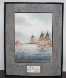 lot 51 image: Framed Signed and Numbered Native American Print wHand Drawn Sketch by Jerry Raedeke