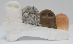 lot 68 image: Small Vintage Hand Carved Stone Owl Sculpture