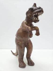 lot 204 image: Very Cool Genuine Leather Tyrannosaurus Rex wGlass Eyes - 14.5