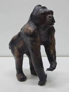 lot 222 image: Vintage Genuine Leather Gorilla wGlass Eyes - 12 Tall