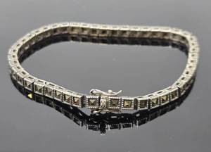 lot 226 image: Sterling Silver & Marcasite Tennis Bracelet