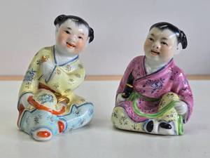 lot 235 image: 2 Handpainted Antique Chinese Republic Period Figures
