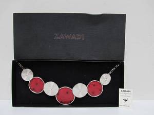lot 106 image: Large New in Box ZAWADI Ostrich Leather & Swarovski Necklace wBox
