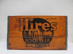 lot 111 image: Vintage HIRES Root Beer Wooden Advertising Crate