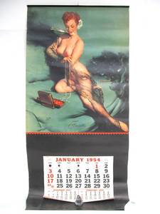 lot 70 image: Original Vintage 1950s GIL ELVGREN Nude Pinup Advertising Calendar