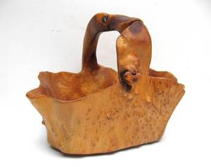 lot 88 image: Very Nice Burled Wood Basket 