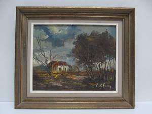 lot 92 image: Very Nicely Painted Vintage Framed Signed Oil on Canvas Impressionist Painting