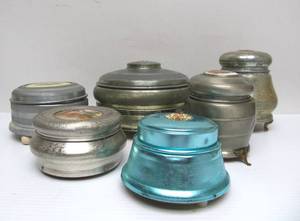lot 123 image: Lot of 6 Antique 1920s-30s Musical Powder Boxes #1