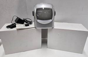 lot 160 image: 2 Brand New in Box Retro 5.5 Black & White Portable TVs with AMFM Radio