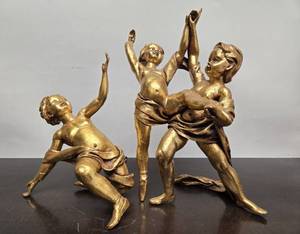 lot 130 image: Neoclassical Gold Gilt Cherub Figures