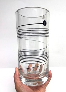 lot 149 image: Large Heavy Vintage Kosta Boda Sweden Signed Glass Vase wBlack Spiral Design