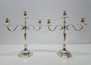 lot 148 image: Very Nice Pair of Vintage Silverplated Candle Stands