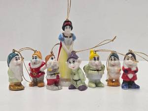 lot 198 image: Complete Set of Vintage DISNEY Snow White Bone China Christmas Ornaments