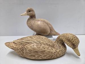 lot 265 image: Highly Detailed Signed Duck DecoysStatues