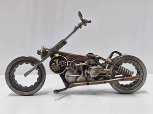 lot 271 image: Very Cool Heavy Scrap Metal Handmade Motorcycle Sculpture #2 by Sonny Dalton