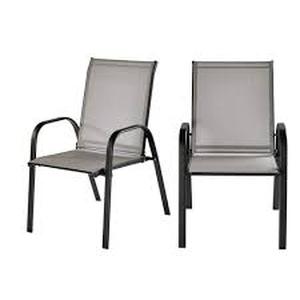 lot 21 image: StyleWell Mix and Match Black Steel Sling Outdoor Patio Dining Chair in Wet Cement (2-Pack)  Customer Returns See Pictures